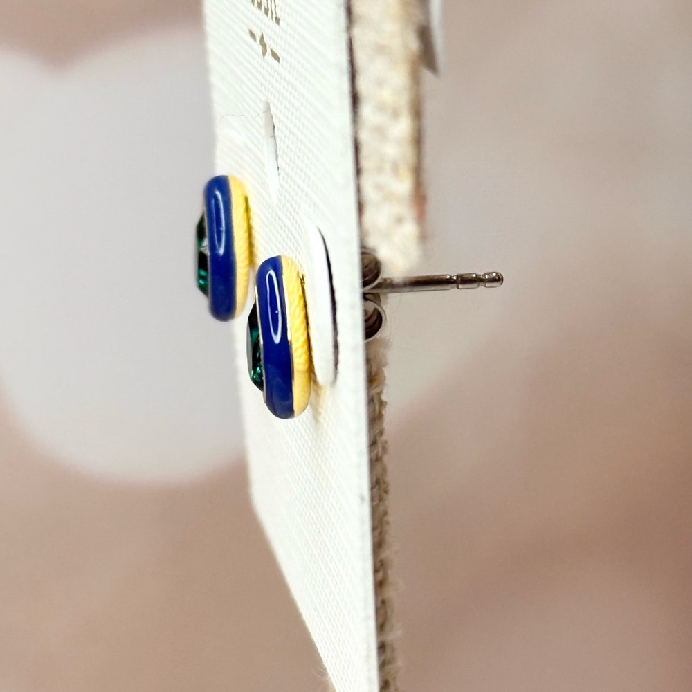 Fossil Candy Jewels Blue Enamel and Green Crystal Stud Earrings - Picture 4 of 5